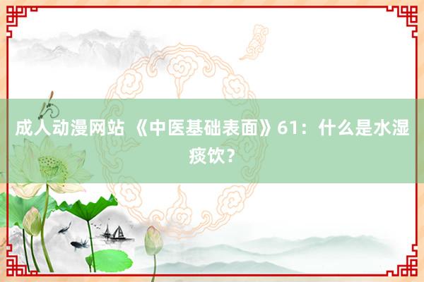 成人动漫网站 《中医基础表面》61：什么是水湿痰饮？