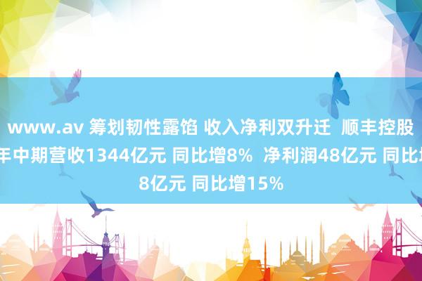 www.av 筹划韧性露馅 收入净利双升迁  顺丰控股2024年中期营收1344亿元 同比增8%  净利润48亿元 同比增15%