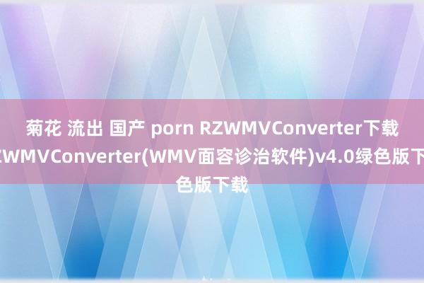 菊花 流出 国产 porn RZWMVConverter下载RZWMVConverter(WMV面容诊治软件)v4.0绿色版下载