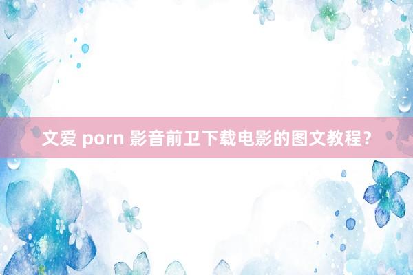 文爱 porn 影音前卫下载电影的图文教程？