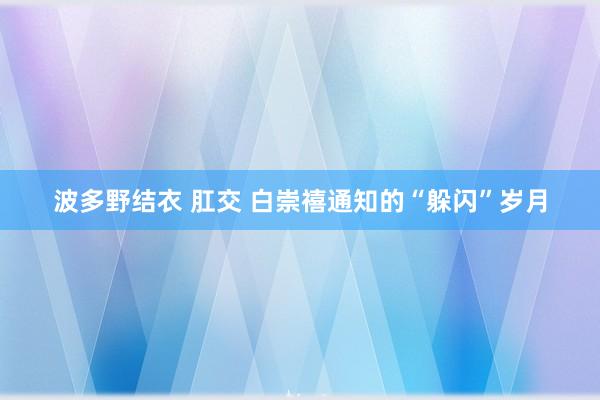 波多野结衣 肛交 白崇禧通知的“躲闪”岁月